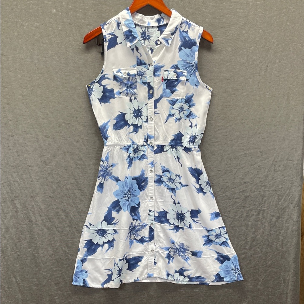 Levi's Blue Sleeveless Polo Collar Sundress